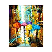 お買い得  人物画-ハング塗装油絵 手描きの 縦式 風景 近代の インナーフレームなし(枠なし)