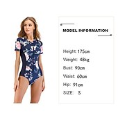 cheap Rash Guards-Women&#039;s Rash Guard One Piece Swimsuit UV Sun Protection Breathable Quick Dry Short Sleeve Bodysuit Bathing Suit Front Zip Swimming Surfing Beach Water Sports Floral Summer / Stretchy / Lightweight