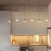 cheap Line Design-LED Pendant Light 150 cm Liner Design Dimmable 3/5/6 Lights Copper Aluminum Acrylic Nordic Style Deaign Dining Room Kitchen Lights 110-240V Gold