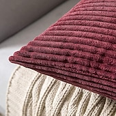abordables Coussins tendances-Housse d&#039;oreiller nordique en velours côtelé, couleur unie, douce, sans noyau, pour le bureau, la maison, le salon, le canapé, vert, orange, rose, bleu