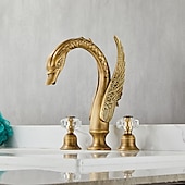 preiswerte Mehrere Löcher-weit verbreitete waschtischmischbatterie, 2 griff 3 löcher waschtischarmaturen schwan edle luxus goldene und ölgeriebene bronze badarmaturen