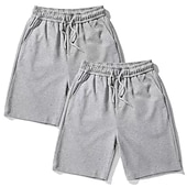 お買い得  スウェットショーツ-男性用 スウェットショーツ バギーショーツ 純色 高通気性 ソフト ショート カジュアル 日常 スタイリッシュ カジュアル ブラック グレー マイクロエラスティック
