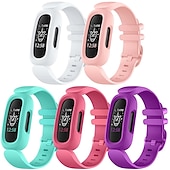 billiga Fitbit klockband-5 st Smart Watch-band Kompatibel med Fitbit Ace 3 Mjuk silikon Smart klocka Rem Vattentät Justerbar Andningsfunktion Sportband Ersättning Armband