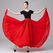 voordelige Ballroom danskleding-Ballroomdansen Rokken Pure Kleur Dames Prestatie Alledaagse kleding Polyester