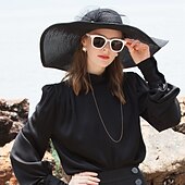 Недорогие Шляпы для вечеринки-элегантные пляжные соломенные шляпы с бисером / чистый цвет / тюль 1 шт. вечерние / вечерние / повседневные головные уборы