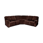 abordables Fauteuils inclinables, à oreilles-Housses de canapé inclinables en forme de L, housses de canapé d&#039;angle bordeaux en velours extensible pour canapé inclinable, lavables et douces (housse de dossier 4 pièces)&amp;amp;housse de siège, 1