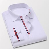 voordelige Overhemden voor heren-Voor heren Overhemd met knopen Overhemd Shirt met kraag Wit Rood Marineblauw Lange mouw Effen Strijkijzer Lente &amp; Herfst Bruiloft Buiten Kleding Button-omlaag