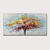 cheap Floral/Botanical Paintings-Handmade Oil Painting CanvasWall Art Decoration Abstract Knife Painting Landscape Tree For Home Decor Rolled Frameless Unstretched Painting
