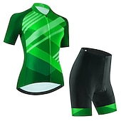 economico Set di abbigliamento da donna-Per donna Maglia con salopette corta da ciclismo Maglia con pantaloncini da ciclismo Manica corta Ciclismo da montagna Cicismo su strada Nero Rosso Blu Pop art Strisce Bicicletta Asciugatura rapida