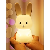 رخيصةأون أضواء الليل الحضانة-led rabbit night light bunny lamp for kids touch sensor animal cartoon cute lamp ملون usb قابلة للشحن السيليكون هدية حضانة فتاة بوي طفل kawaii room decoration bedroom bedside lamp