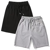 お買い得  スウェットショーツ-男性用 スウェットショーツ バギーショーツ 純色 高通気性 ソフト ショート カジュアル 日常 スタイリッシュ カジュアル ブラック グレー マイクロエラスティック