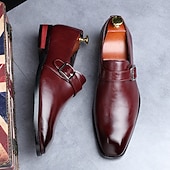 cheap Formal-Men&#039;s Brown Faux Leather Monk Strap Dress Shoes – Elegant Business &amp; Wedding Formal Footwear