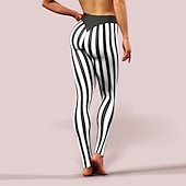 preiswerte -Damen Normal Strumpfhosen Leggins Casual / sportlich Athleisure Knöchellänge Mittlere Taillenlinie Streifen Bedruckt Bauchkontrolle Kolbenheber Komfort elastisch Yoga Wochenende Schwarz Sommer