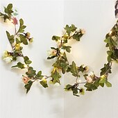economico Striscie luci ad energia solare-luci solari a forma di foglia di edera, luci a forma di foglia di rosa, luci a sospensione a LED per esterni, artificiali per San Valentino, recinzione da giardino, decorazione da appendere alla parete, illuminazione, luce impermeabile
