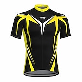 cheap Men&#039;s Jerseys-Men&#039;s Cycling Jersey Short Sleeve Bike Jersey Top with 3 Rear Pockets Mountain Bike MTB Road Bike Cycling Breathable Quick Dry Moisture Wicking Reflective Strips Black Yellow Red Polyester Sports