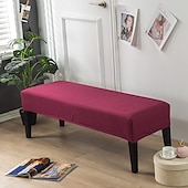 cheap Ottoman Cover-100% Dining Bench Cover Burgundy Removable Bench Slipcover Spandex High Stretch Bench Seat Furniture Protector Dining Chair Slipcovers for Living Room and Kitchen