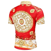 abordables chemises de smoking pour hommes-Homme Chemise Chemise de bal Noir Blanche Rouge bleu marine Géométrique Col Classique Eté Vacances Plage Vêtement Tenue Imprimer