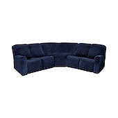 abordables Fauteuils inclinables, à oreilles-Housses de canapé inclinables en forme de L, housses de canapé d&#039;angle bordeaux en velours extensible pour canapé inclinable, lavables et douces (housse de dossier 4 pièces)&amp;amp;housse de siège, 1