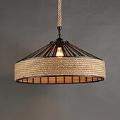 cheap Pendant Lights-30/40 cm Island Design Pendant Light LED Hemp Rope Metal Country Vintage Farmhouse Nordic Style 220-240V