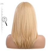 tanie Peruki syntetyczne modne-długie blond peruki dla kobiet warstwowe peruki z włosów ombre z schludną grzywką peruki barbiecore