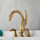 preiswerte Mehrere Löcher-weit verbreitete waschtischmischbatterie, 2 griff 3 löcher waschtischarmaturen schwan edle luxus goldene und ölgeriebene bronze badarmaturen