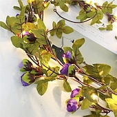 economico Striscie luci ad energia solare-luci solari a forma di foglia di edera, luci a forma di foglia di rosa, luci a sospensione a LED per esterni, artificiali per San Valentino, recinzione da giardino, decorazione da appendere alla parete, illuminazione, luce impermeabile