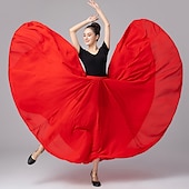 voordelige Ballroom danskleding-Ballroomdansen Rokken Pure Kleur Dames Prestatie Alledaagse kleding Polyester