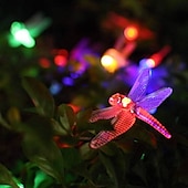 cheap Solar String Lights-Dragonfly Solar String Lights Outdoor 6.5M 30LEDs Waterproof Solar Fairy Lights 8 Modes Decorative Lights for Patio Garden Yard Fence Wedding Christmas Party Warm White RGB Multicolor