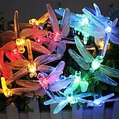cheap Solar String Lights-Dragonfly Solar String Lights Outdoor 6.5M 30LEDs Waterproof Solar Fairy Lights 8 Modes Decorative Lights for Patio Garden Yard Fence Wedding Christmas Party Warm White RGB Multicolor
