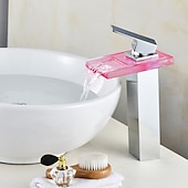 abordables Classiques-Robinet lavabo - Jet pluie Plaqué Set de centre Mitigeur un trouBath Taps / Laiton