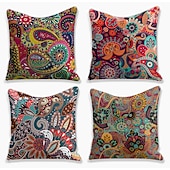 baratos estilo boho-Capa de almofada de lado duplo paisely 4 peças capa de almofada quadrada decorativa macia fronha para sofá quarto qualidade superior mashine lavável