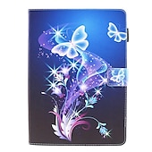זול נרתיק iPad-לוּחַ כיסויים מכסים ל עבור Apple אייפד אייר 5 ipad 9th 8th 7th Generation 10.2 inch מסתובב360מעלות מגנטי עמיד בזעזועים פרפר פנדה נוף TPU עור PU