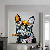 رخيصةأون رسومات حيوانات-هانغ رسمت النفط الطلاء رسمت باليد مربع حيوانات فن البوب الحديث تشمل الإطار الداخلي / توالت قماش