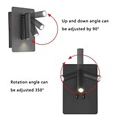economico Luci da parete-9w moderna applique da parete a led applique da parete per interni riflettore da lettura a led con interruttore 350 girevole 2 in 1 5w riflettore da parete lampada da parete a led per camera da letto