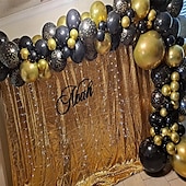 economico Stagione di Laurea-138 pz fai da te oro e nero ghirlanda palloncini kit con 18/12/10/inch metallico chromeballoons per la festa di compleanno celebrazione laurea addio al nubilato matrimonio baby shower cerimonia