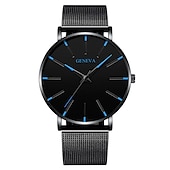 economico Orologi al quarzo-Orologio al quarzo di Ginevra per uomini orologio minimalista ultra sottile in acciaio inossidabile orologio elegante da uomo orologio al quarzo business casual