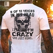 お買い得  ハロウィンTシャツ-男性用 グラフィック スカル レタード Tシャツ 面白いTシャツ 半袖 Tシャツ 3Dプリント クルーネック シャツ ファッション ベーシック クラシック ストリート カジュアル 日常 ブラック ホワイト ブルー 夏 衣類 S M L XL 2XL 3XL 4XL
