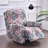 cheap Recliner Chair Cover-Stretch Recliner Covers Slipcover Graphic Print Anti-Slip Fitted Cover Couch Furniture Protector with Elastic Bottom(Include 1 Backrest Cover, 1 Seat Cover, 2 Armrest Cover)