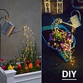 abordables Guirlandes solaires-luciole solaire bouquet lumières de jardin extérieur cascade guirlande lumineuse 2m 180leds avec 8 modes clignotants pour patio décoration de fête de mariage arbre de noël el 5mm blanc chaud blanc