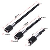 baratos conjunto de brocas-Haste hexagonal de 1/4 polegada chave de fenda de trava automática haste de extensão de liberação rápida magnética alongar a haste da cabeça do lote 60mm 100mm 150mm