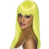 levne Párty paruky-abba paruky pro ženy dámská dlouhá a rovná blond paruka s ofinou jednovelikostní glamourama paruka karnevalová paruka