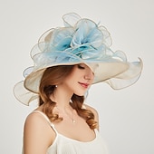 billiga Festhattar-Organza Kentucky Hatt  Fascinatörer  Huvudbonad med Tiered 1 PC Fest  Kväll  Företag  Ceremoni  Bröllop  Téfest Huvudbonad för att imponera Klädkod Race Day Dress