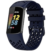 abordables Correas de reloj Fitbit-Correa de Smartwatch Compatible con Fitbit Charge 5 Silicona suave Reloj inteligente Correa Impermeable Ajustable Transpirable Correa Deportiva Reemplazo Pulsera