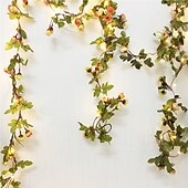 economico Striscie luci ad energia solare-luci solari a forma di foglia di edera, luci a forma di foglia di rosa, luci a sospensione a LED per esterni, artificiali per San Valentino, recinzione da giardino, decorazione da appendere alla parete, illuminazione, luce impermeabile