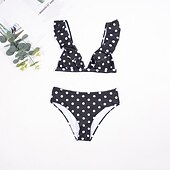 preiswerte Vintage-Bademode-Tupfen Retro Vintage 1950er Bademode Badeanzug Tupfen Damen Maskerade Party / Abend Junggesellinnenabschiedsparty Erwachsene Oberteil Shorts