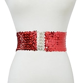 cheap Belt-Women&#039;s Wide Belt Corset Belt Metal Chain Canvas Metal Bucke Geometric Formal Party Daily Black Silver Gold Red