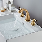 economico Multiforo-rubinetto miscelatore lavabo bagno diffuso, rubinetti lavabo a 3 fori 2 maniglie con tubo caldo e freddo, rubinetto acqua vaso