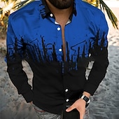 economico Geometrica-Per uomo Geometrica Rendering Camicia Camicia con bottoni Manica corta Di tendenza Originale Informale Informale Giornaliero Spiaggia Primavera estate Collo ripiegabile Bottone giù Nero / Bianco