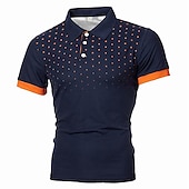 olcso Férfi klasszikus póló-Férfi Teniszing POLO trikó Munka Üzleti Gallér Polo gallér Rövid ujjú Utcai sikk Alap Grafika Pöttyös Nyomtatott Normál Fekete Fehér Bor Sötétkék Medence Narancssárga Teniszing
