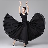 voordelige Ballroom danskleding-Ballroomdansen Rokken Pure Kleur Dames Prestatie Alledaagse kleding Polyester